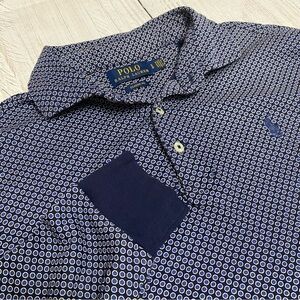 Polo by Ralph Lauren Men's Navy and White Geometric long sleeve shirt small
